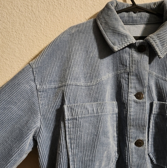 Zara Women’s Corduroy Overshirt Shacket Light Blue size small - Picture 5 of 6